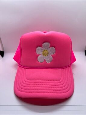 BRAND NEW  Women’s Hot Pink Daisy Trucker Cap (sold By Pink Lily)